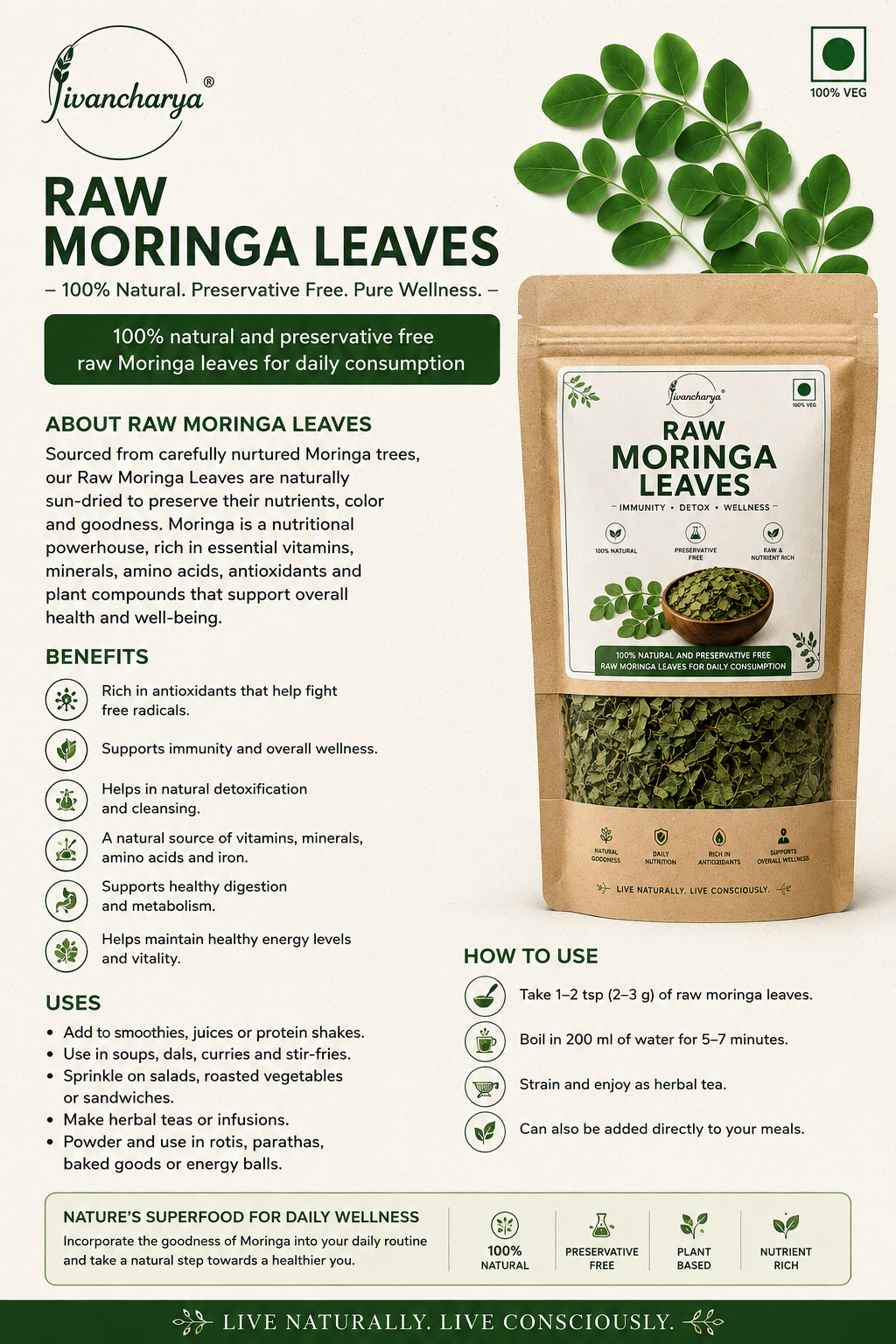 Raw Moringa Leaves